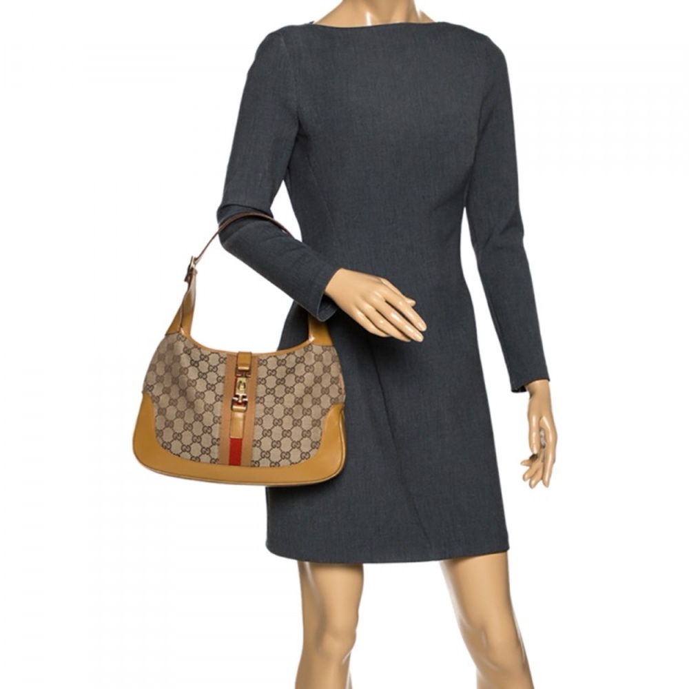 GUCCI Jackie Sherry Line GG Canvas Shoulder Bag Beige Red - Picture 3 of 11